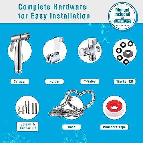 Premium Bidet Sprayer - Handheld Bidet Jet Spray for Toilet | Adjustable Water Pressure | Leak-Proof Stainless Steel Toilet Bidet Sprayer | Muslim Shower | Cloth Diaper Washer | Bathroom Bidet