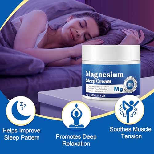 Magnesium Cream for Sleep, Magnesium Lotion for Sleep Magnesium Oil for Feet Muscle & Relaxation,Rich in Almond Oil, Lavender, Vit E Magnesium Butter for Sleep Topical Magnesium Sleep Cream 3.17oz