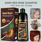 Natural Hair Color Shampoo for Gray Coverage, Instant Red Hair Dye Shampoo 3 in 1, Shampoo Hair Dye Works in Minutes, Red Hair Shampoo, Shampoo Para Canas for Women and Men