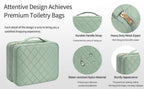 CUBETASTIC Hanging Travel Toiletry Bag, Green Makeup Organizer for Women Men, 3 Compartment Portable Cute Cosmetic Case Water-resistant Small Travel Bag for Toiletries