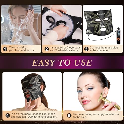 Red Light Therapy for Face, LED Face Mask Light Therapy, Red Light Therapy Mask for Acne, Wrinkles and Skin Rejuvenation, 320 LEDs, 3 Modes, 10-Min Auto Off, Eye Protection Included