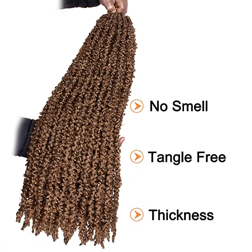 ZRQ 24 Inch Butterfly locs Crochet Hair 6 Packs Soft Distressed Locs Color 27,Pre-looped Blonde Faux locs Crochet Braids Goddess Locs For Women（6 Packs,27#)