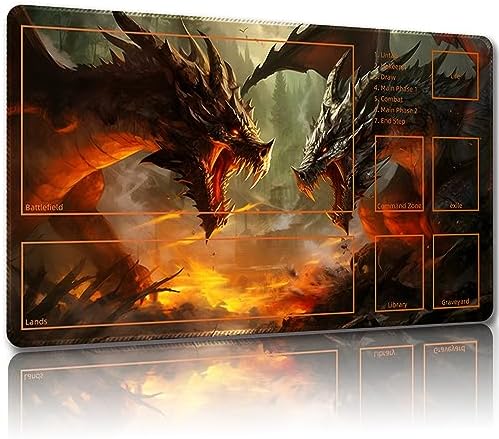 Playmat for MTG, with Free Storage Bags,Game Mat 24 x 14 inches, TCG and Board Game Mat for Cards,Mousepad Desk Mats (with Zones,Magic Mat 15)