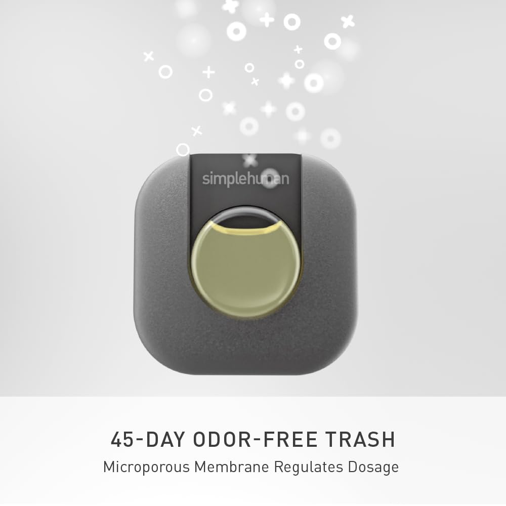 simplehuman Odorsorb® Pod Starter Pack, Trash Can Odor Eliminator with Plant-Based Oils, 45-Day Continuous Odor Control, No Harsh Chemicals or Cover Scents, Includes Pod Holder and 2 Pods