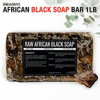 Raw African Black Soap Bar - For All Skin Types - Face, Body, Hair Soap Bulk Bars (1 Pound)