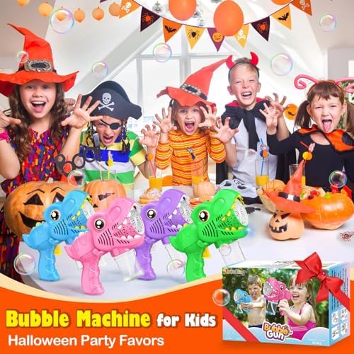 4 Pack Bubble Machine Guns - Toys for Boys Girls Ages 3-5 4-8 with 4 Bottle Solutions Kids Birthday Gift Bubble Blower for Kids Easter Toys Christmas Stocking Stuffers Valentines Outdoor Party Favors