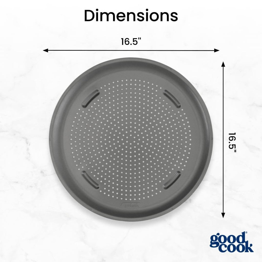 GoodCook AirPerfect Pizza Pan with Cutting Guides, 16-Inch, Gray