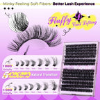 Lash Clusters Thick Mink Eyelash Clusters 280Pcs Volume Cluster Eyelash Extensions 11-18MM Fluffy Lash Extension D Curl Individual Lashes 100D+120D Cluster Lashes DIY at Home for Beginners by JIMIRE