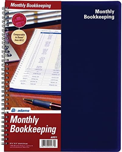 Adams Bookkeeping Record Book, Monthly Format, White (AFR71), 8.5 x 11 inches
