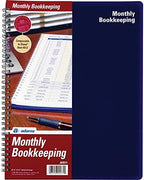 Adams Bookkeeping Record Book, Monthly Format, White (AFR71), 8.5 x 11 inches