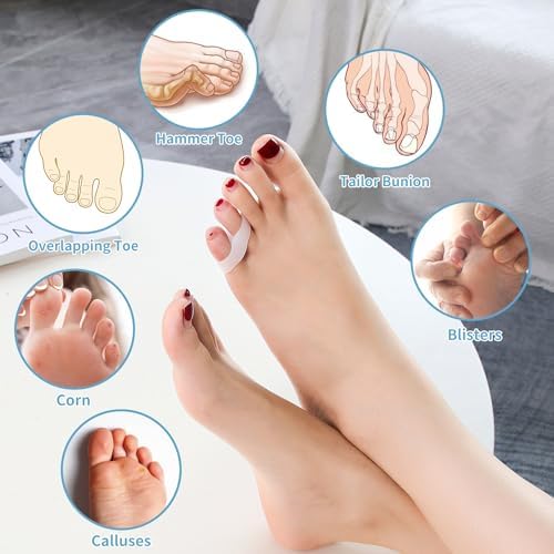 Two Hole Gel Small Toe Separator, 12 Pcs Little Toe Spacer for Overlapping Toe, Calluses, Blister, Relieve Foot Pain, Pinky Toe Corrector for Little Toe Bunion Pain