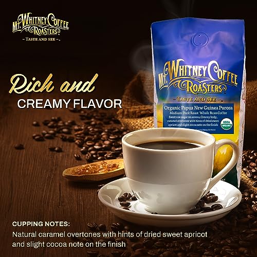 Mt. Whitney Organic Papua New Guinea, Medium Dark Roast, Low Acid Coffee (Whole Bean, 2Lb)