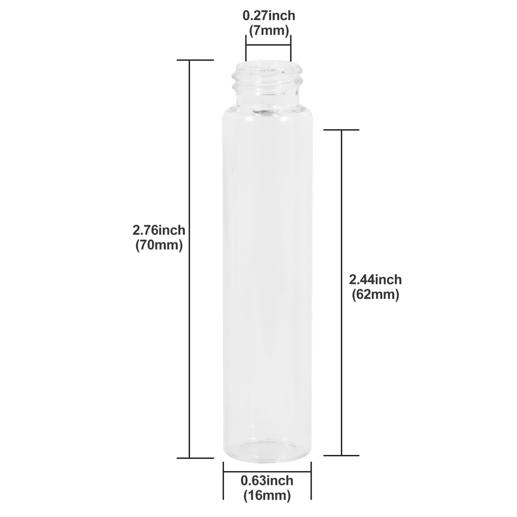 Cadbibe 7ml Clear Glass Vials with Screw Caps and Plastic Stoppers, 2 Dram Transparent Small Liquid Sample Vial, Leak-Proof Vial, 50PCS