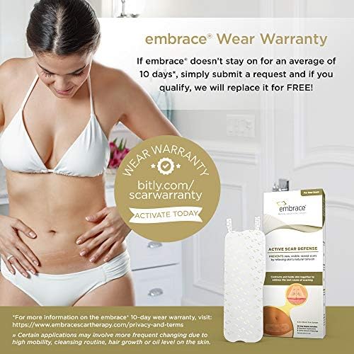 Embrace Active Scar Defense for New Tummy Tuck Scars, FDA-Cleared Extra-Large Silicone Scar Sheets, 30 Day Supply