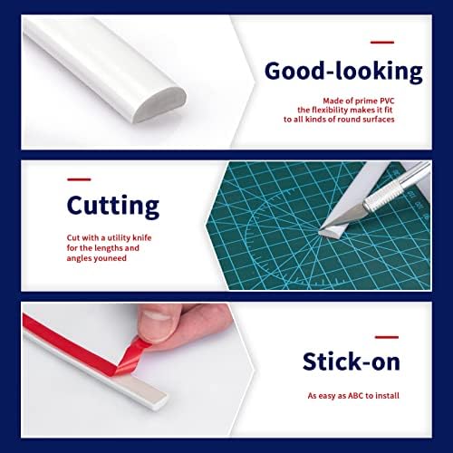 Art3dwallpanels 25 Ft Flexible Peel and Stick Trim Molding Decorative for Backsplash Tile Edge Border, Self-Adhesive Wall Trim Strips（White）