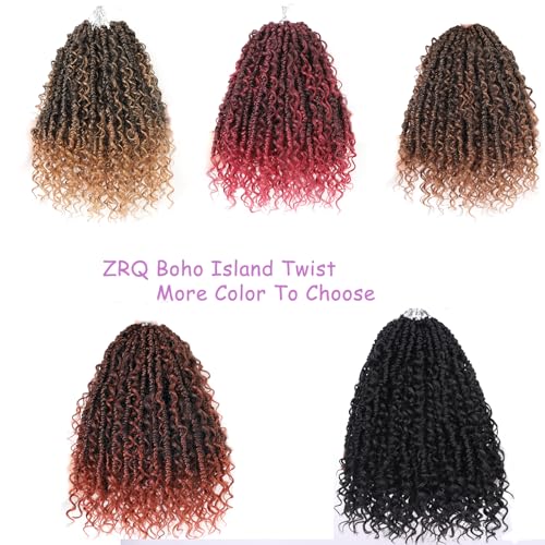 ZRQ Goddess Passion Twist Hair with Curly End 18 Inch Pre Twisted Passion Twist 8 Packs Ombre Blonde Pre Looped Long Boho Style Crochet Braids Hair Extensions for Women