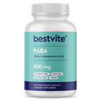 BESTVITE PABA 500mg (120 Vegetarian Capsules) (para-Aminobenzoic Acid) - No Stearates - Vegan - Non GMO - Gluten Free