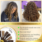 Highlighted Honey Blonde Braiding Human Hair for Boho Knotless Braids 18 Inch 100G FULL BULK, Ombre 4/27 Curly Braiding Hair Deep Wave Human Hair Bulk, No Weft Blonde & Brown Hair Extensions