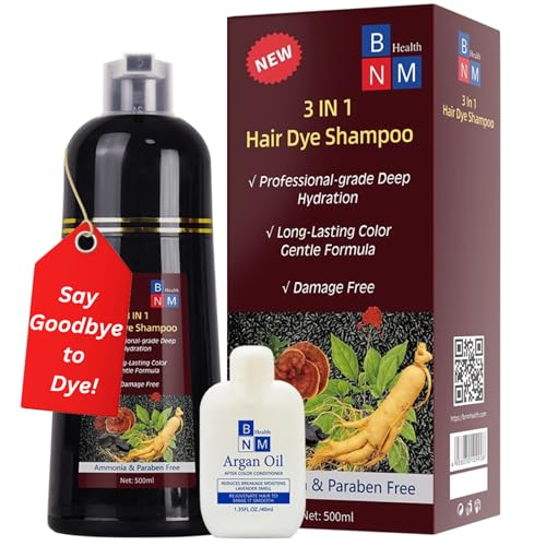 Hair Dye Shampoo for Gray Hair – 3-in-1 Natural Color, Shampoo & Conditioner – Ammonia-Free, Long-Lasting – 500ml – Quick & Easy Coverage for Men & Women (Wine Red)