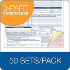 Adams Auto Repair Order Forms, 8.5 x 7.44 Inch, 3-Part, Carbonless, 50-Pack, White and Canary (GT3870) - 4 Pack