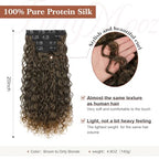 Flufymooz Clip in Hair Extensions, 4PC 100％ Pure Protein Silk Hair Extensions Long Soft Natural Hairpiece 20 Inch Curly Hair Extension for Women (Brown to Dirty Blonde)