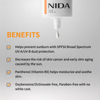 NIDA Invisible Fit Sunscreen | SPF 50 Broad Spectrum UV-A/UV-B Dual Protection | No White Cast, Low Irritation, Hydrating Lotion-like Lightweight Glow Sunscreen for All Skin Types | 1.69 fl. oz., 50ml