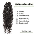 LMZIM 12 inch Goddess Locs Crochet Hair 8 Packs Faux Locs Crochet Hair for Black Women Pre Looped River Locs Crochet Hair with Curly Ends #4