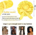 YANIBEST Silk Bonnet for Sleeping Women Satin Bonnet Double Layer Satin Lined Hair Bonnet with Tie Band Curly Hair