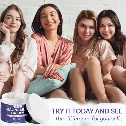 Dersie Magnesium Cream for Sleep & Leg Cramps: Soothing Magnesium Lotion with Lavender, Grape & Camellia Seed Oil - Hydrating & Calming for Men, Women and Kids (4 fl oz)