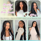 Human Braiding Hair Mix Synthetic Boho Hair for Braiding, 16 Inch 200g Boho Braids 4 Bundles Wet and Wavy Curly Deep Wave Bulk Bohemian Extensions for Black Women (1B, 16inch)