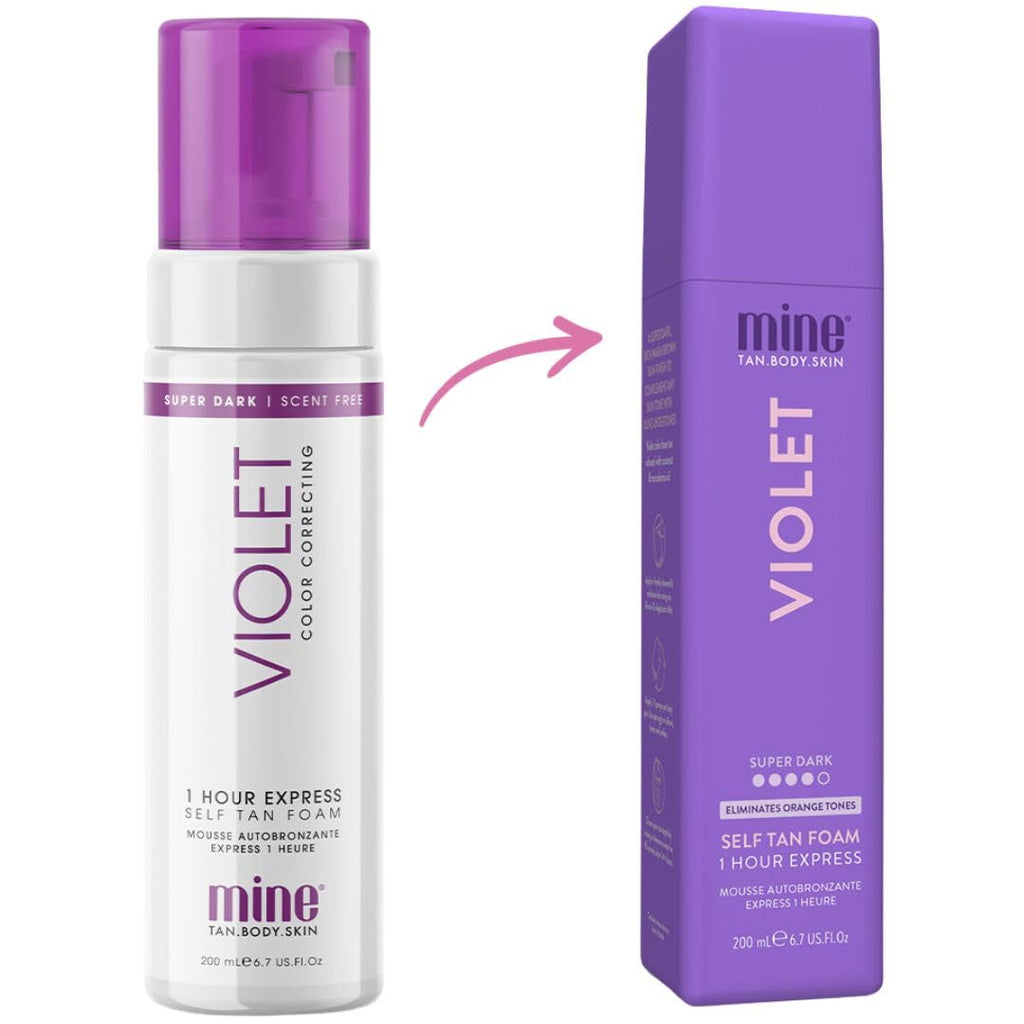 Minetan Violet Self Tanning Foam | Color Base Tan Collection - Rich Dark Brown Bronze Glow, 1 Hour Instant Express, Face & Body Fake Sunless Tanner Mousse, For All Skintones, 6.7 Fl Oz