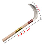 Steel Grass Sickle,Clearing Sickle,Manganese Steel Blade/Hardwood Handle Hand held Sickle Tool - Multipurpose Gardening Weeding Grass Sickle and Farming Portable Safety Sickle