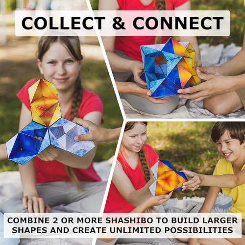 SHASHIBO Holographic Shape Shifting Box - STEM Magnetic Fidget Cube That Transforms Into Over 70 Shapes, Download Fun in Motion Toys Mobile App (Solar)
