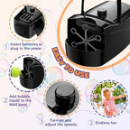 Bubble Machine - 18000+ Bubbles Per Minute, 2 Speed Settings, Battery/USB Powered Outdoor Bubble Blower for Toddlers, Birthday Parties, Weddings (Black)