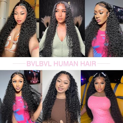 BVLBVL 32 Inch 13x6 Deep Wave Lace Front Wigs Human Hair Curly Human Hair Wig 200 Density HD Lace Frontal Curly Wig Human Hair