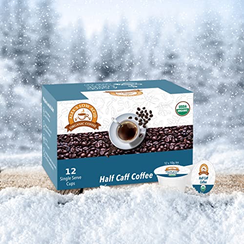 Alex's Low Acid Organic Coffee K-Cups (12 Servings) - Half Caff
