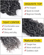 Short Grey Crochet Hair 10 Inch Goddess Locs Crochet Hair for Black Women Goddess Faux Locs Crochet Hair with Curly Ends (10 Inch,Tgrey)