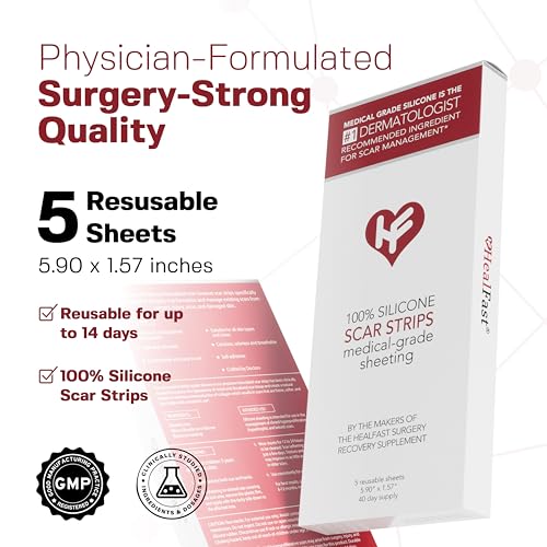 Physician Formulated Silicone Scar Sheets - Advanced Crosspolymer Medical Grade Silicone Scar Strips for Surgery, C Section, Keloids & Hypertrophic Scars - Silicone Tape For Scars (5 Sheets)