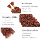 Dorsanee Water Wave Bulk Hair for Braiding 20 Inch 2 Bundles 200g Ginger Curly Braiding Hair for Boho Braids No Weft Wet and Wavy Braiding Hair Extensions (#350,100g/bundle)