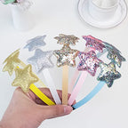 XIMA 10PCS Headbands for Toddlers, Rainbow Glitter Star Girls Headbands for Teens Kids Children Hair Accessories (10PCS Star Headbands)