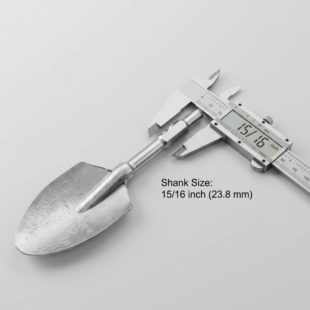 QWORK 17.3 Inch 15/16" Hex Shank Alloy Steel Scoop Shovel Bit – Fits Hex Jack Hammers for Soil, Clay & Frozen Ground Work
