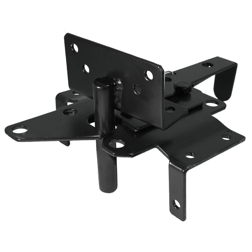 Self-Locking Gate Latch Heavy Duty Post Mount Automatic Gravity Lever Wood/PVC Fence Gate Lock with Fasteners Hardware,for Secure Pool |Yard | Garden, Steel,Black