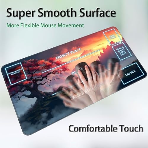 for MTG Game Playmat, for Magic TCG Rubber Play mat,Tabletop Card Playmats with Smooth Surface,Trading Card Inked Game Mat with White Zones,Battle Game,Art Tree Sky