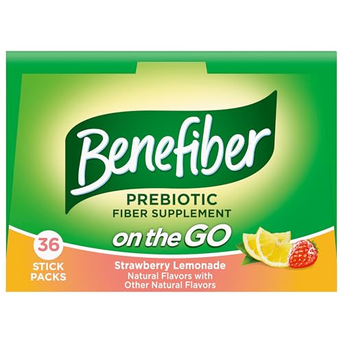 Benefiber Fiber Supplement, Strawberry Lemonade, On The Go Stick Packs, 36 Count (Pack of 2)