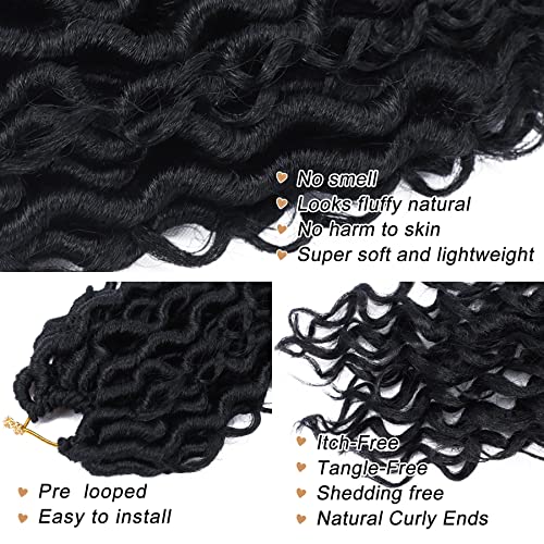 LIYATE 24 Inch Goddess Locs Crochet Hair Boho Faux Locs Crochet Hair for Black Women Soft Locs Crochet Braids With Curly End, 6 Packs 1B