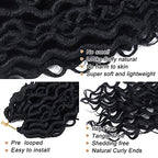 LIYATE 24 Inch Goddess Locs Crochet Hair Boho Faux Locs Crochet Hair for Black Women Soft Locs Crochet Braids With Curly End, 6 Packs 1B