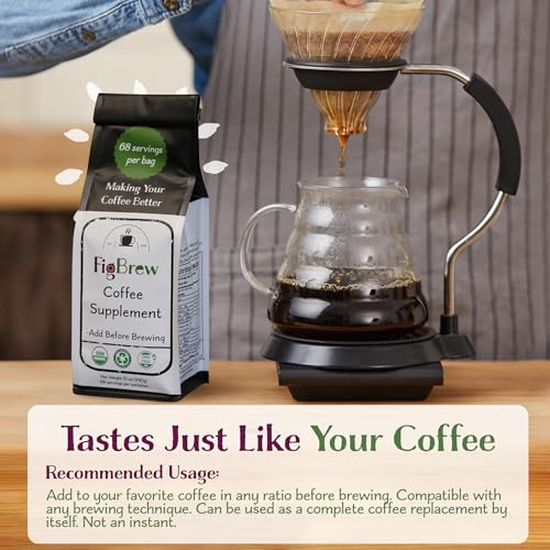 FigBrew Beanless Coffee Supplement | Coffee Alternative, Caffeine-Free, Single-Ingredient | Digestion-Friendly, Low Acid, Keto, Vegan & Organic| 68 Servings, 12oz Bag