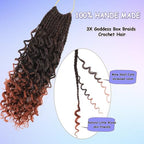Goddess Box Braids Crochet Hair 14inch Boho 3X Crochet Braids with Curly Ends 8 Packs Protective Hairstyle Synthetic Braiding Hair Extensions for Black Women (14 Inch, 1B)