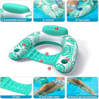 Jasonwell Inflatable Pool Float Chair - Pool Floaties Floating Pool Chair Lounge Floats for Swimming Pool Water Chair Pool Lounger with Cup Holder Pool Toy Party Floaty Adults