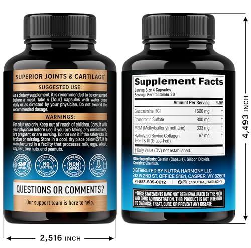 Glucosamine Chondroitin MSM Collagen | HSA | Joint Support Supplement 2800 mg | Made in USA | FSA Approved Product Items | Flexibility Nutritional Vitamins | For Men & Women, 120 Capsules